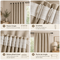 Rideau Thermique Grande Hauteur 310 cm – Jacquard épais pour salon et grandes baies