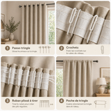 Rideau Thermique Grande Hauteur 310 cm – Jacquard épais pour salon et grandes baies